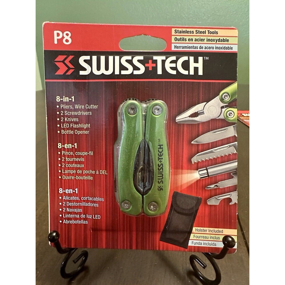 SWISS+TECH P8 MULTI-TOOL 8 STAINLESS STEEL TOOLS W/ BELT HOLSTER/ NEW IN PACKAGE